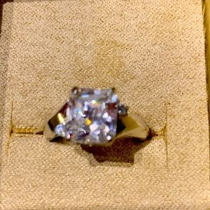 SOLD “JTV jewelry” White Cubic Zirconia Rhodium Over Sterling Silver Ring.